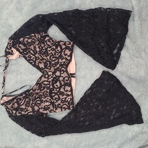 Pink and Black Lace Crop For a Night Out